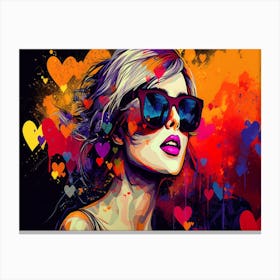 Girl In Sunglasses 3 Canvas Print