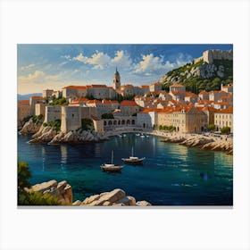 Old Town Of Dalmatia Art Canvas Print