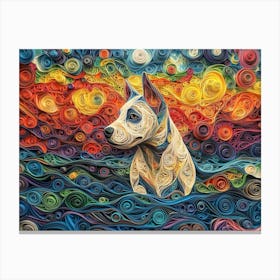 Bull Terrier Paper Quill Dog Portrait II Canvas Print