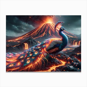 Volcano-Peacock Fantasy Canvas Print