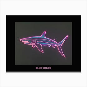 Neon Pink Blue Shark Poster 5 Canvas Print