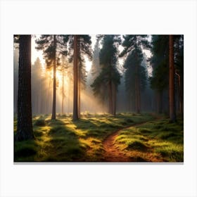 Morning In A Pine Forest 1 Canvas Print