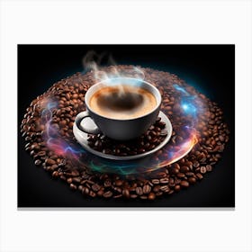 Coffee Cup With Coffee Beans 1 Canvas Print