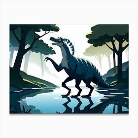 Dinosaur In The Forest Canvas Print