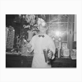 Soda Jerker Flipping Ice Cream Into Malted Milk Shakes,Corpus Christi, Texas By Russell Lee Canvas Print