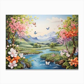 Butterflies And Flowers Canvas Print