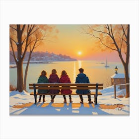 Sunset On The Bench Canvas Print