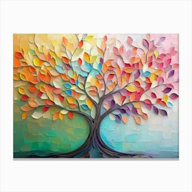 Abstract Colorful Tree With Hanging Branches And Multicolored Canvas Print