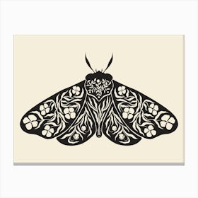 Folk Art Moth 04 - Ink Canvas Print