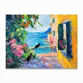 Cats Playing Matisse Style Canvas Print