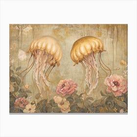 Floral Animal Illustration Jellyfish 1 Canvas Print