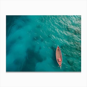 Small Boat In Blue Sea Canvas Print