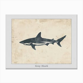 Grey Shark Silhouette 8 Poster Canvas Print