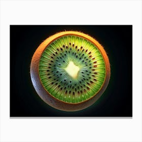 Close Up Of A Kiwi Fruit Sliced In Half Canvas Print