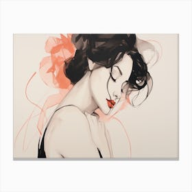 Woman With Red Lips Canvas Print
