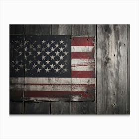 American Flag Rendered In Black And White With Subtle Red Stars Against A Smudged Vintage Backdrop R Canvas Print