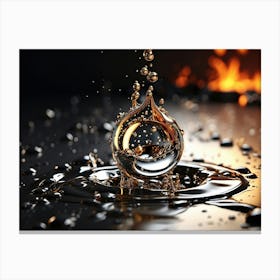 A Drop Of Metal Falls Into The Molten Canvas Print