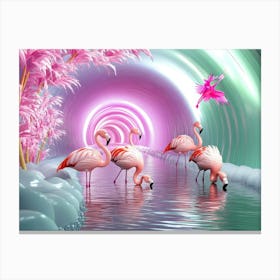 Flamingos In the Tunnel Canvas Print