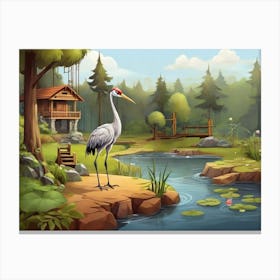 Stork In The Forest Canvas Print