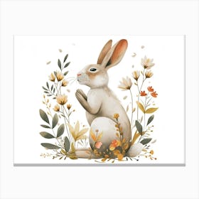 Little Floral Arctic Hare 5 Canvas Print