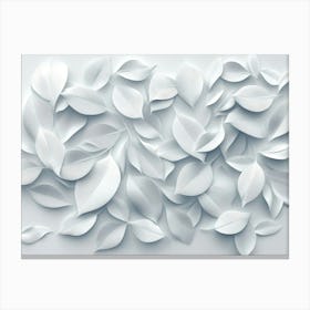 3d White Leaves Background Canvas Print