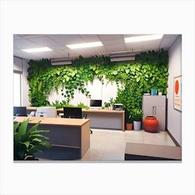 Green Office Wall Canvas Print