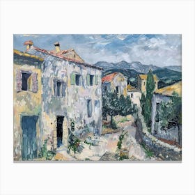 Blue Luminous Landscape Painting Inspired By Paul Cezanne Canvas Print