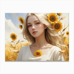 Sunflower Girl Canvas Print