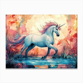 Fantasy Illustration Of A Wild Unicorn Horse 8 Canvas Print