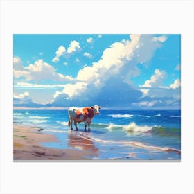 Cow On The Beach Canvas Print
