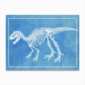 Edmontosaurus Skeleton Hand Drawn Blueprint 2 Canvas Print