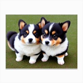 Two Cute Corgi Puppies Canvas Print