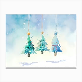 Watercolor Christmas Trees Canvas Print