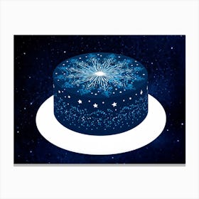 Abstract Illustration Of A Bright Blue And Black Double Star Radiating A Glow With A Pattern Of Twi (3) Canvas Print