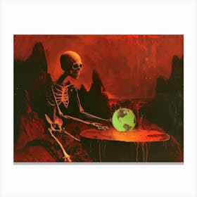 Consolidation, painting style, skeleton, earth Canvas Print