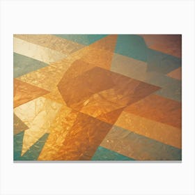 Abstract Image Of A Geometric Pattern Formed By Overlapping Shapes In Shades Of Blue, Green, And Gold Canvas Print