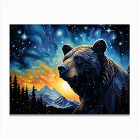 Bear In The Night Sky Canvas Print