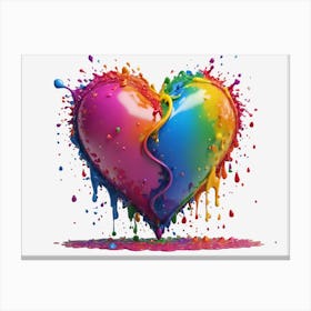 3d Rendered, Colorful Heart Made Of Splashes, Lgbtq Rainbow Made Out Of Hearts With White Background Generated By Ai Canvas Print