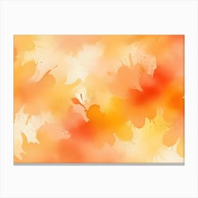 Abstract Background With Orange And Yellow Watercolor Splatters On A Light Yellow Background Canvas Print