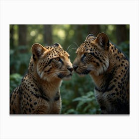 Leopards In The Forest Canvas Print