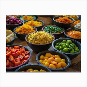 Colorful Vegetables In Bowls Canvas Print