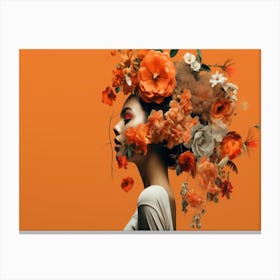 Portrait Of A Woman With Flowers Canvas Print