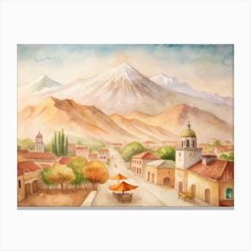 Watercolor Of A Village 1 Canvas Print