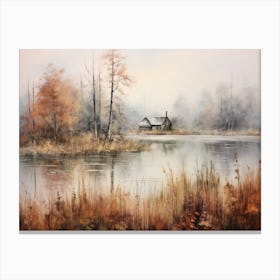 A Painting Of A Lake In Autumn 64 Canvas Print