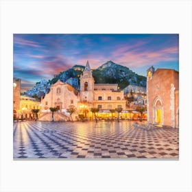 Town Square At Dusk Canvas Print