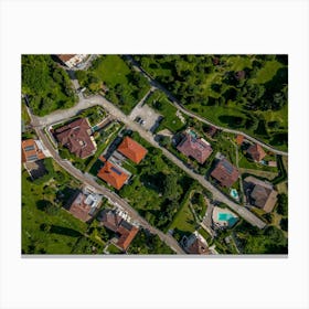 Aerial View Of A Village Italy, Vercurago, Canvas Print