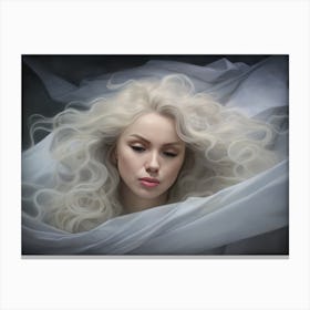White Girl With Long Hair Canvas Print