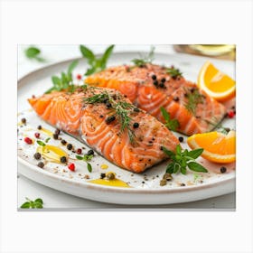 Salmon On A Plate 3 Canvas Print