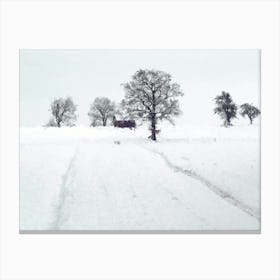 Winter, Lonely House, Oil Painting Canvas Print