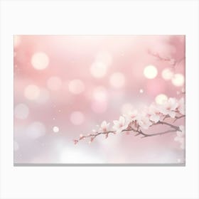 Delicate Cherry Blossom Branch On A Soft Pink Background, Creating A Serene And Romantic Atmosphere Canvas Print